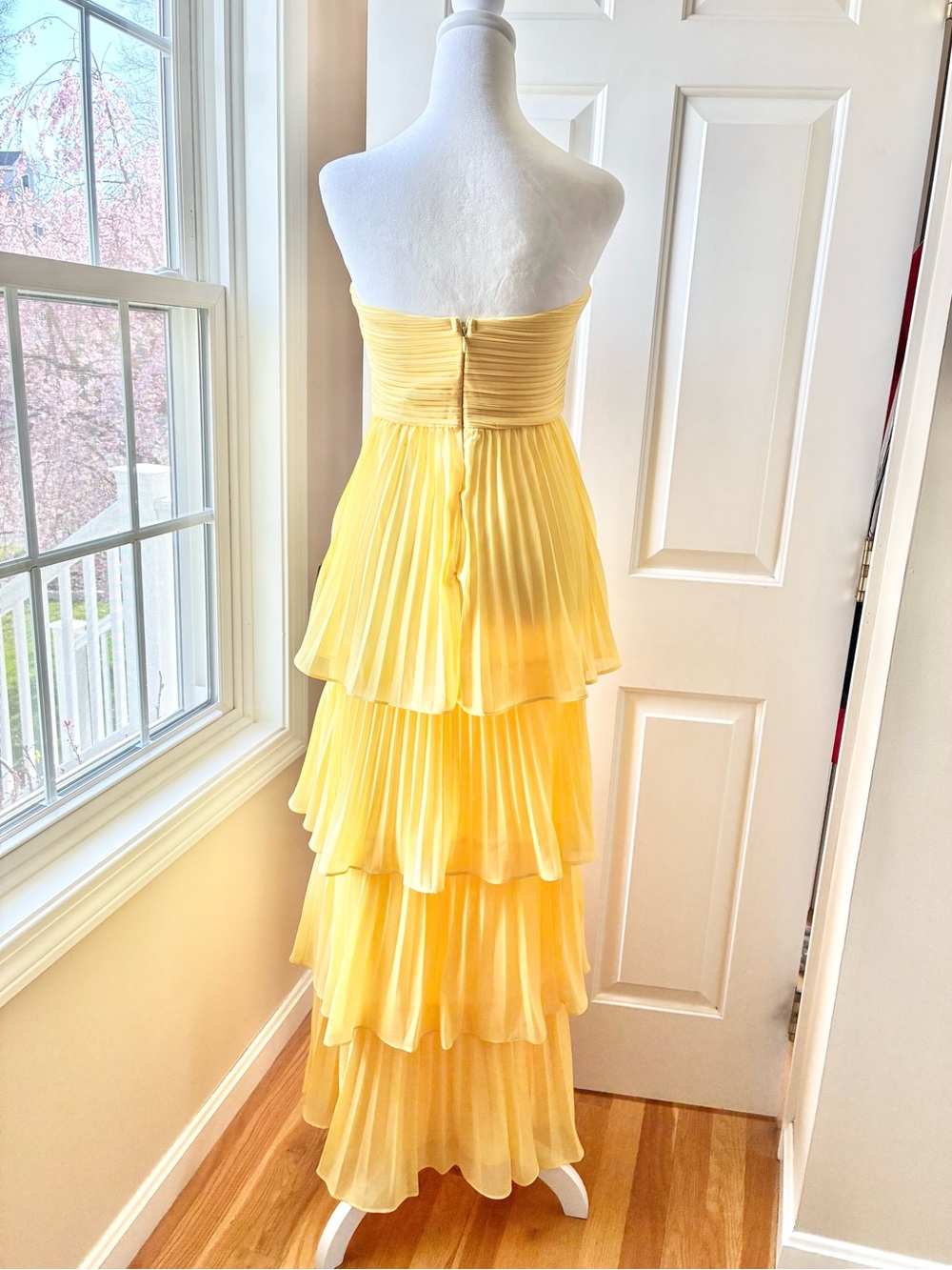 Lulus Seriously Sensational Yellow Strapless Tiered Maxi Dress Size S NWT - Picture 10 of 16